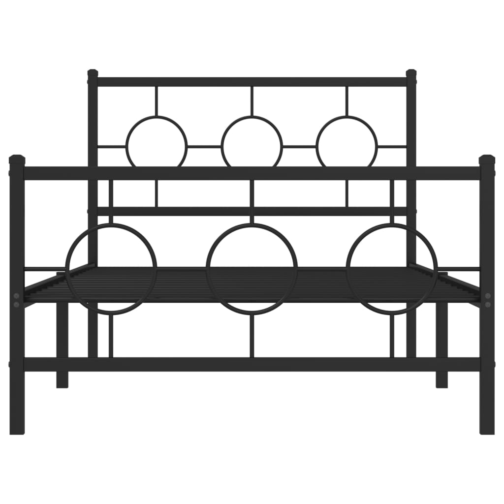 vidaXL Metal Bed Frame without Mattress with Footboard Black 100x200 cm