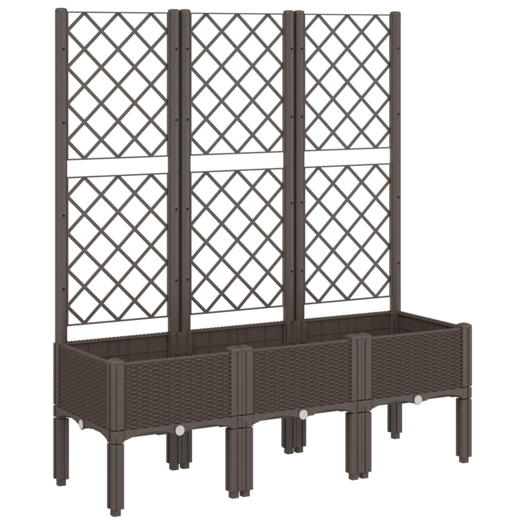 vidaXL Garden Planter with Trellis Brown 120x40x142 cm PP