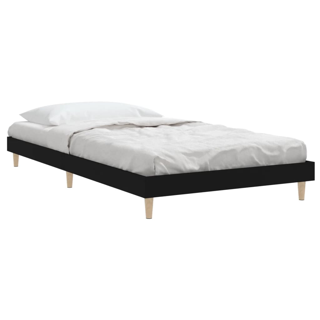 vidaXL Bed Frame without Mattress Black 90x190 cm Single Engineered Wood