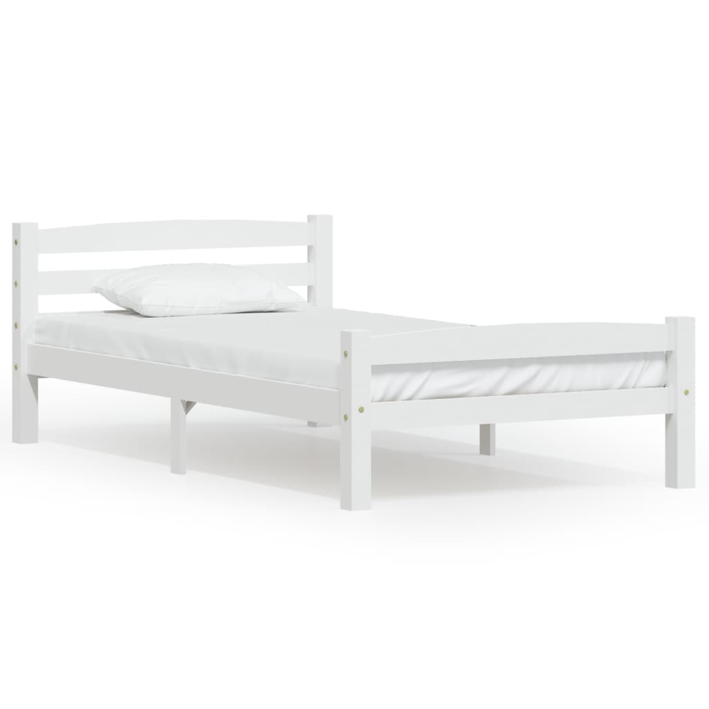 vidaXL Bed Frame without Mattress White Solid Pinewood 90x200 cm