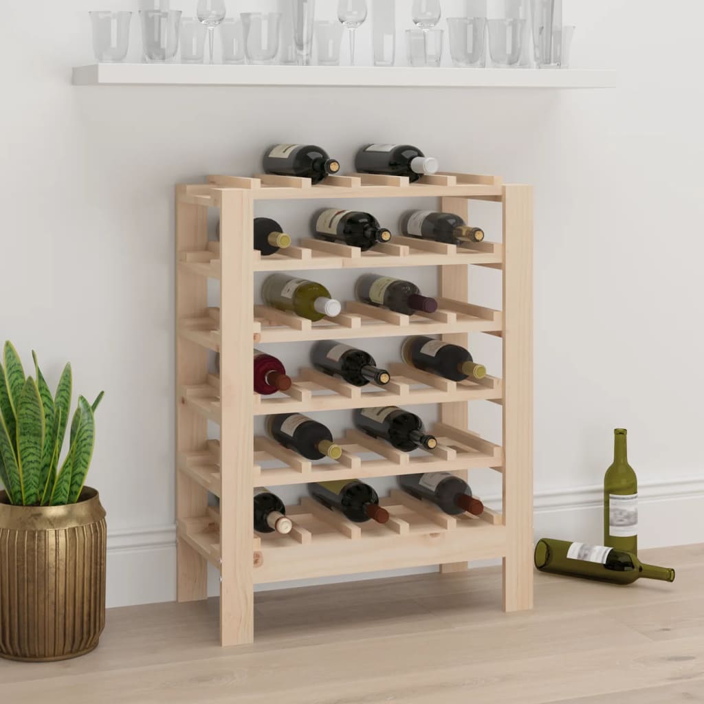 vidaXL Wine Rack 61.5x30x82 cm Solid Wood Pine