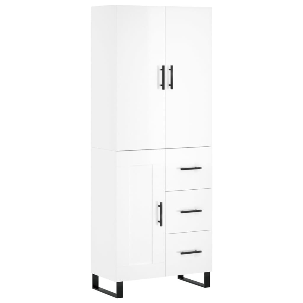 vidaXL Highboard High Gloss White 69.5x34x180 cm Engineered Wood