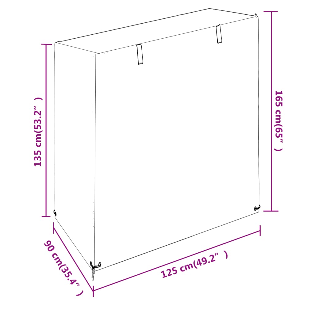 vidaXL Swing Bench Cover 8 Eyelets 125x90x135/165 cm Polyethylene