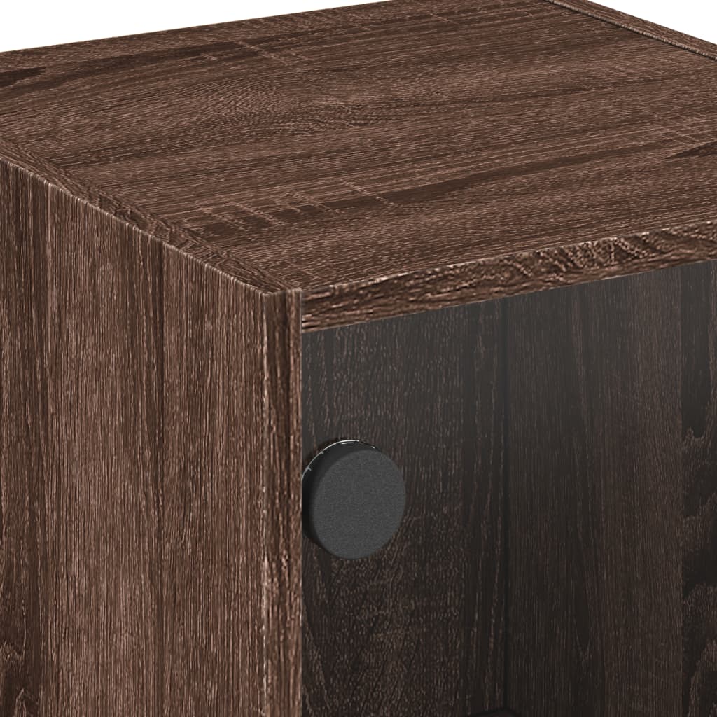 vidaXL Side Cabinet with Glass Doors Brown Oak 35x37x75.5 cm