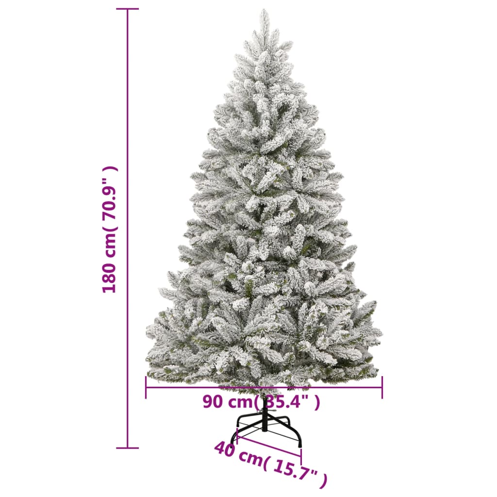 vidaXL Artificial Hinged Christmas Tree 300 LEDs & Ball Set 180 cm