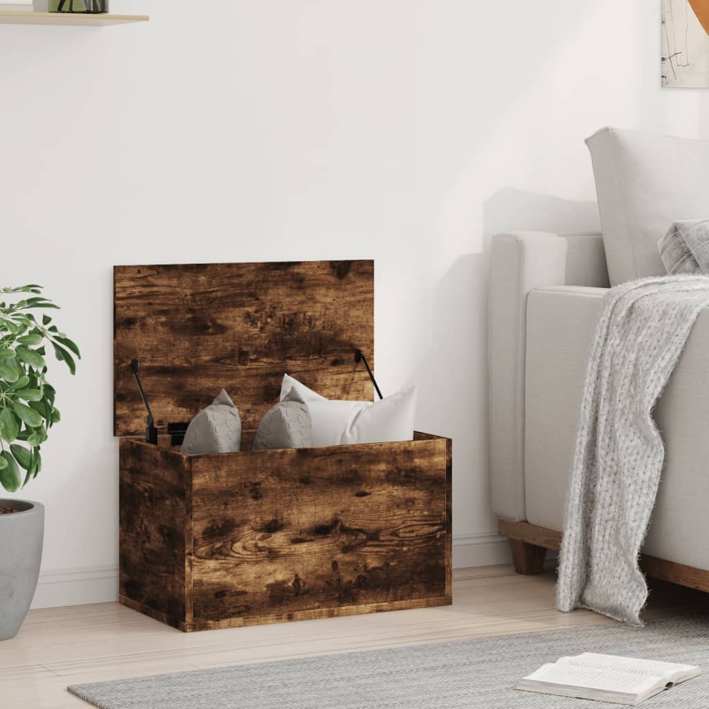 vidaXL Storage Box Smoked Oak 60x35x35 cm Engineered Wood