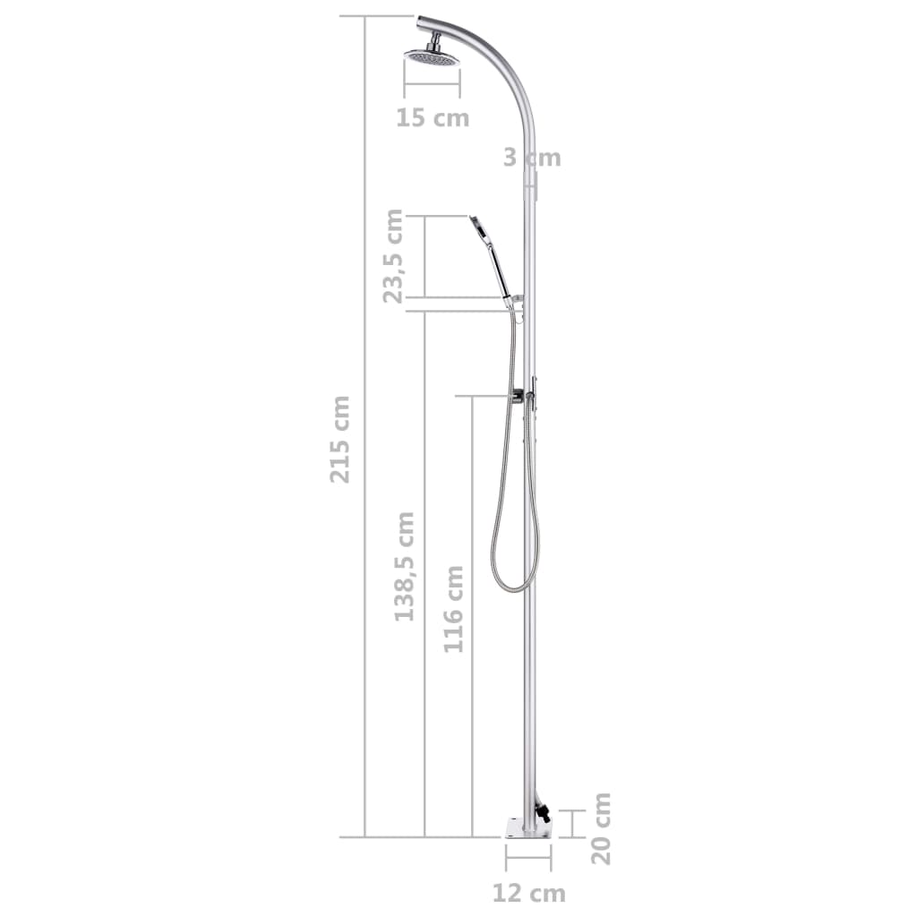 vidaXL Garden Shower 215 cm Aluminium