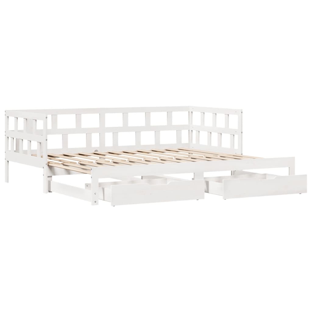 vidaXL Daybed with Trundle and Drawers without Mattress White 90x190 cm Single