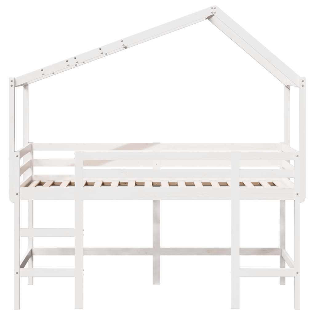 vidaXL Loft Bed with Ladder and Roof without Mattress White 80x200 cm