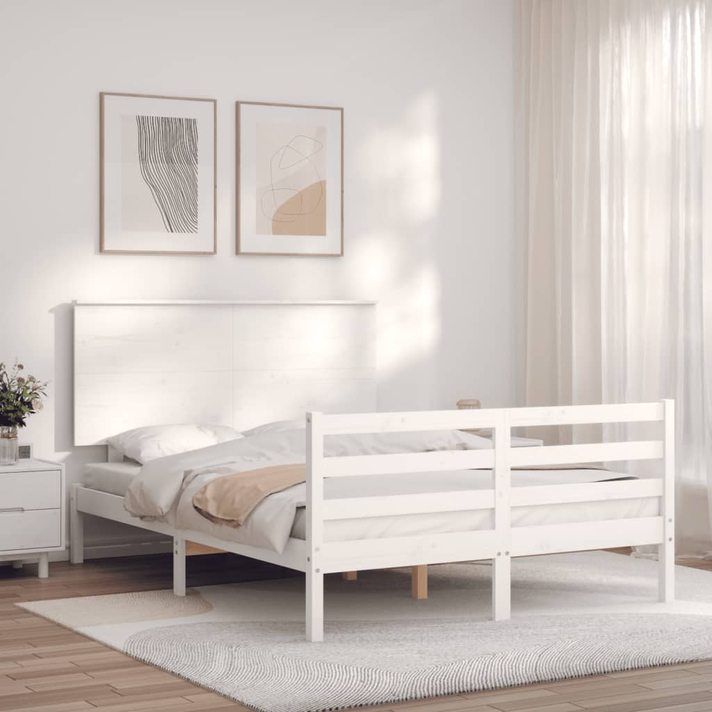 vidaXL Bed Frame without Mattress White 120x200 cm Solid Wood