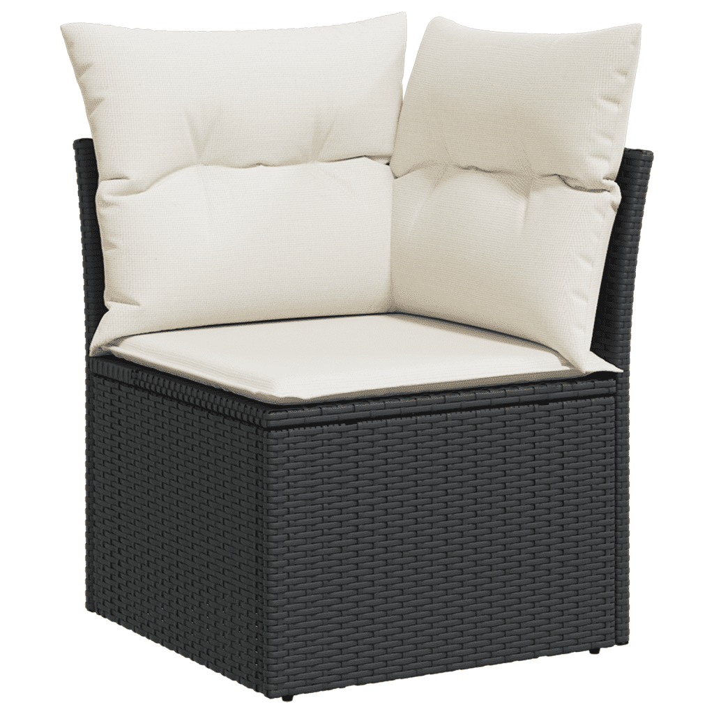 vidaXL 9 Piece Garden Sofa Set with Cushions Black Poly Rattan