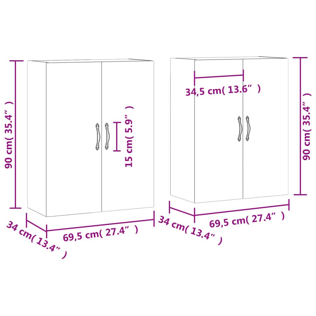 vidaXL Wall Mounted Cabinets 2 pcs Smoked Oak Engineered Wood