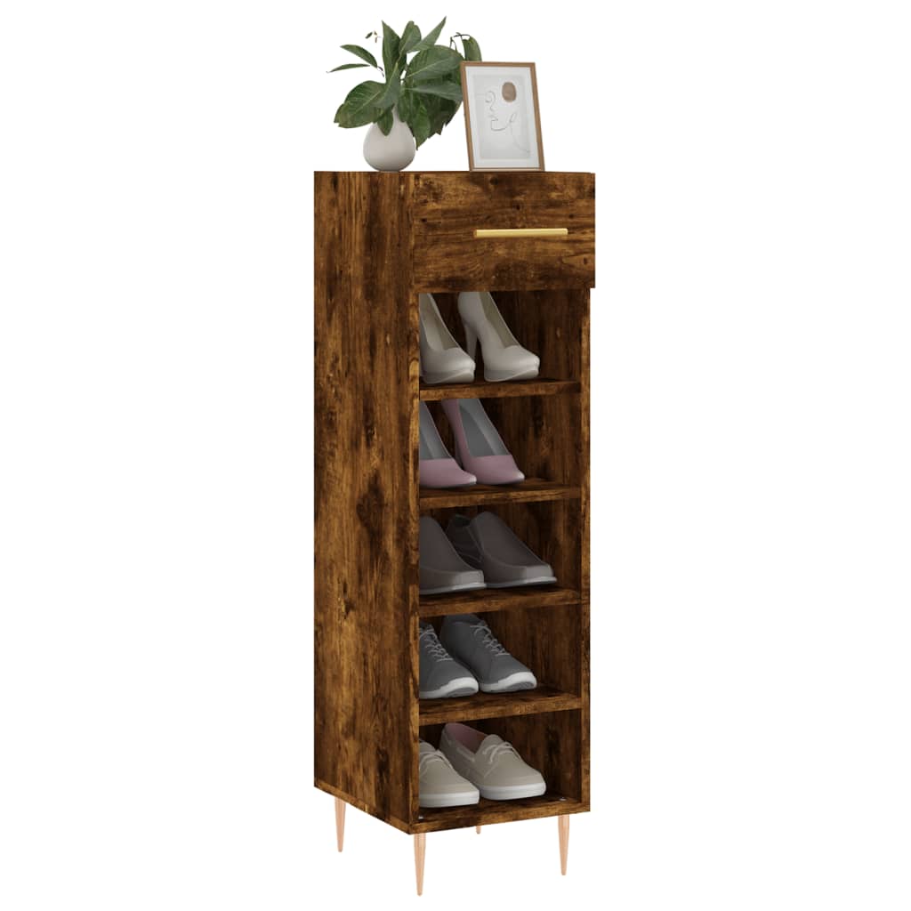 vidaXL Shoe Cabinet Smoked Oak 30x35x105 cm Engineered Wood