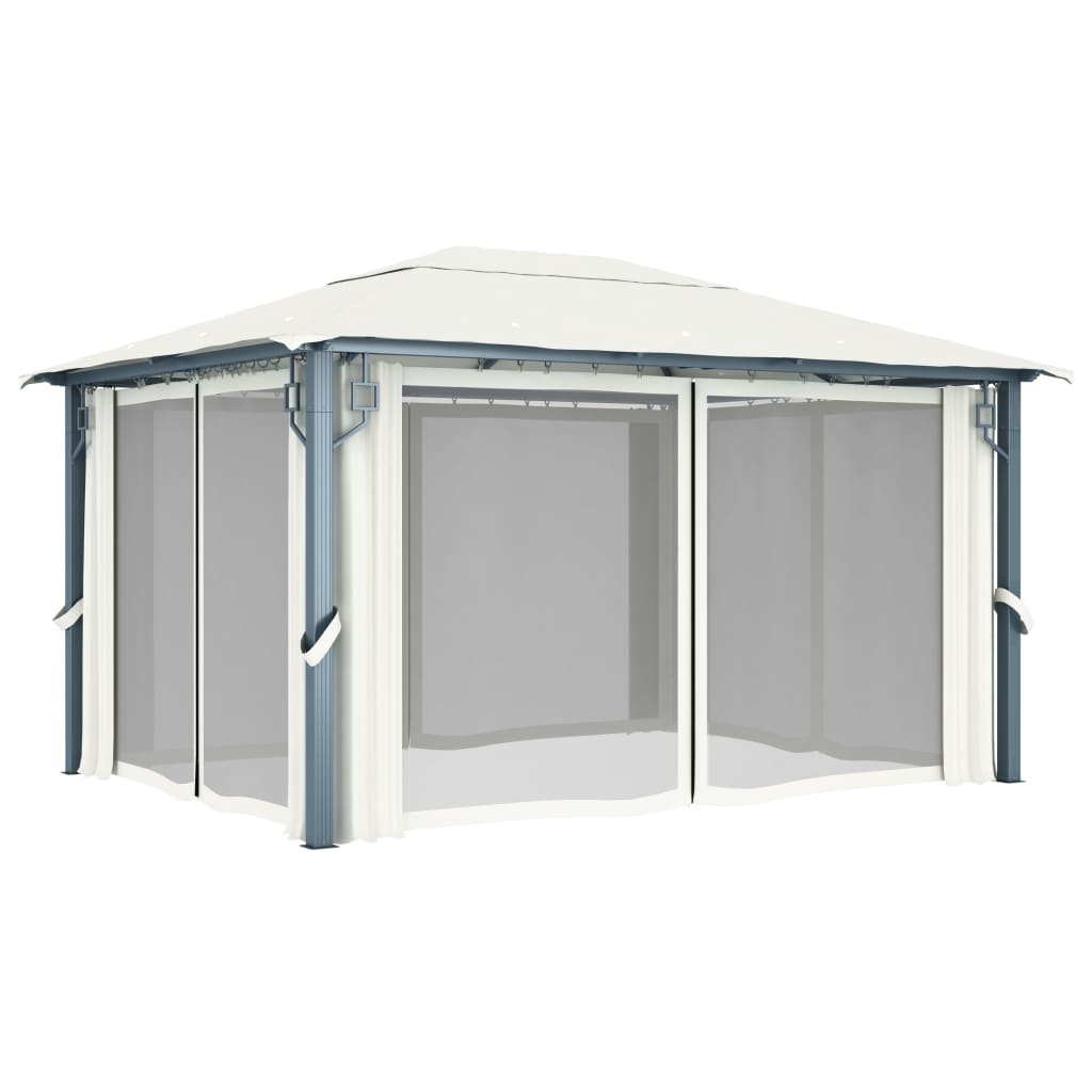 vidaXL Gazebo with Curtain 400 x 300 cm Cream Aluminium