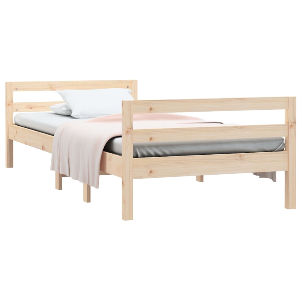 vidaXL Bed Frame without Mattress 75x190 cm Small Single Solid Wood Pine