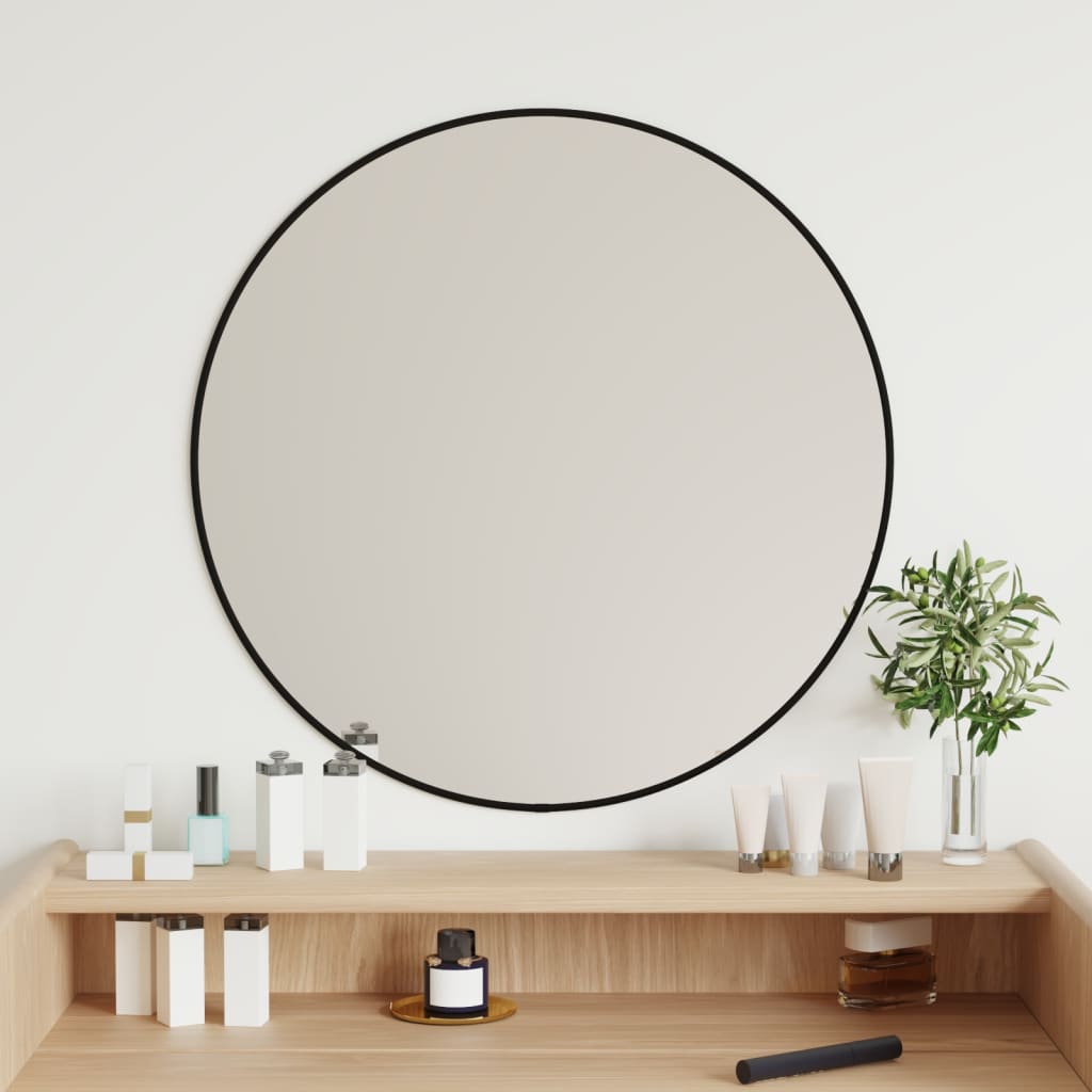 vidaXL Wall Mirror Black Ø 60 cm Round