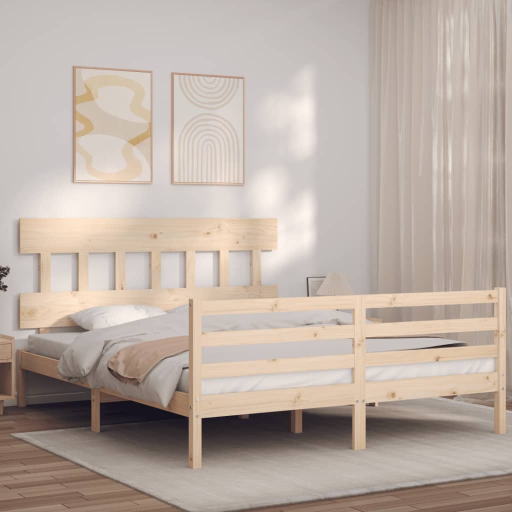 vidaXL Bed Frame with Headboard 160x200 cm Solid Wood