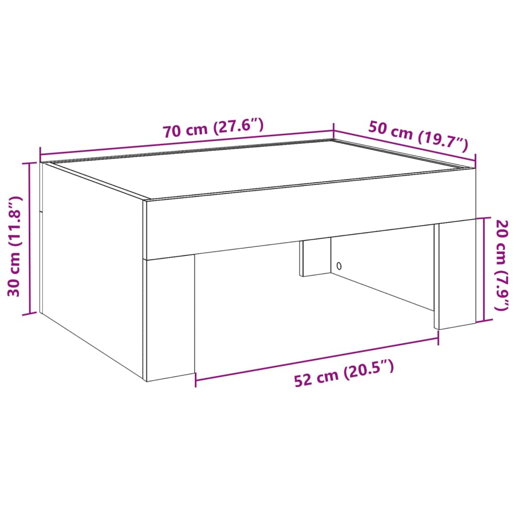 vidaXL Coffee Table with Infinity LED Sonoma Oak 70x50x30 cm