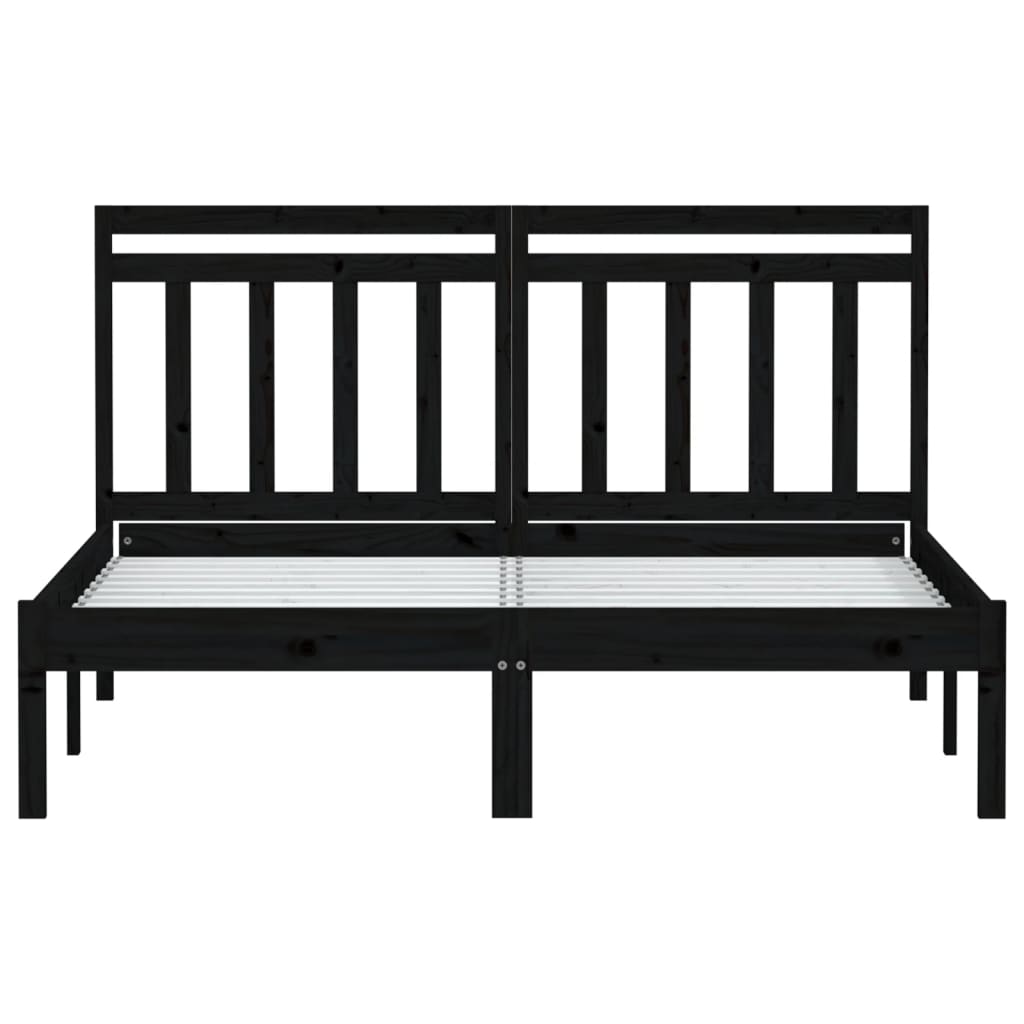 vidaXL Bed Frame without Mattress Black Solid Wood 140x190 cm (810001+814098)