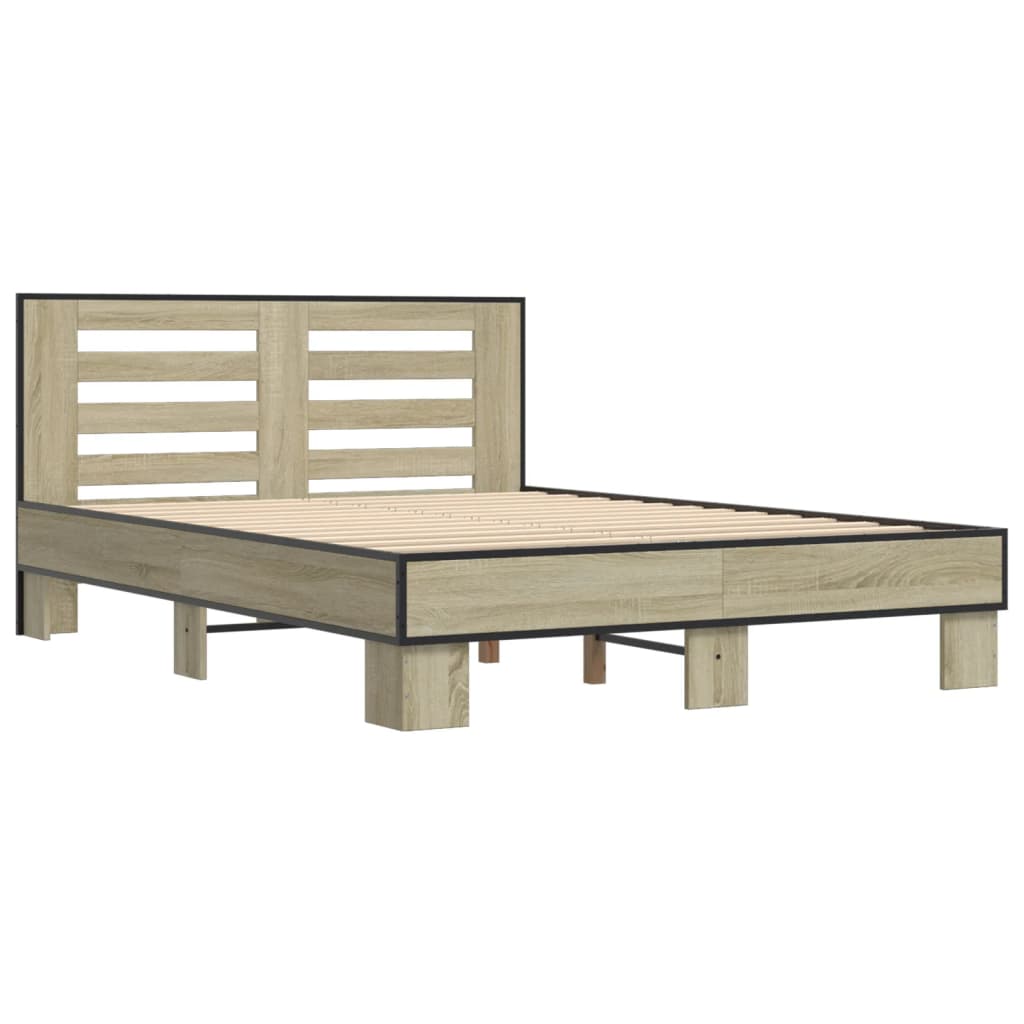 vidaXL Bed Frame without Mattress Sonoma Oak 140x200 cm