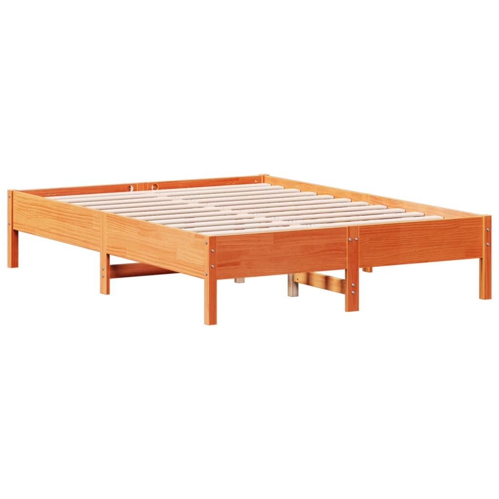 vidaXL Bed Frame without Mattress Wax Brown 135x190 cm Double Solid Wood Pine