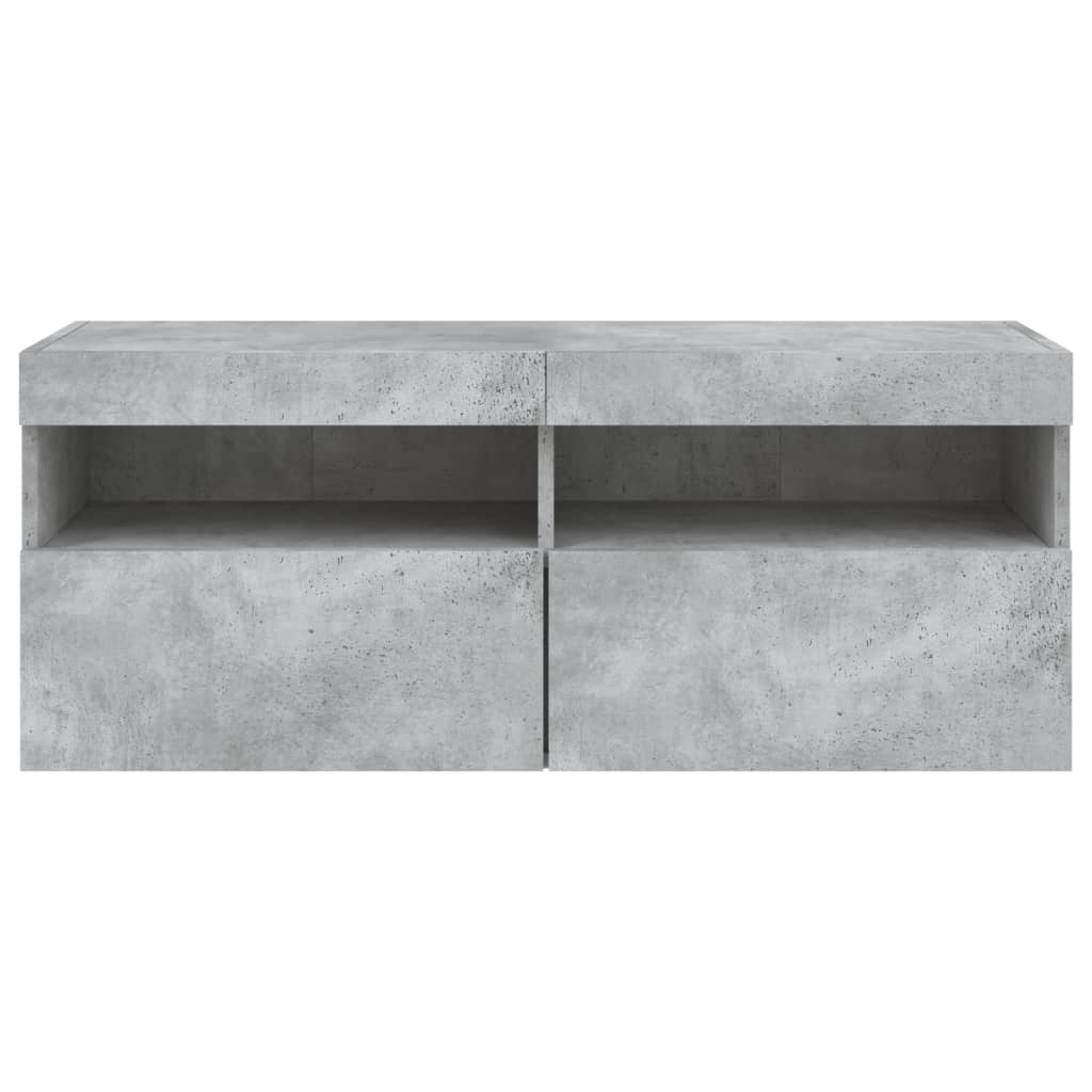 vidaXL TV Wall Cabinet with LED Lights Concrete Grey 100x30x40 cm