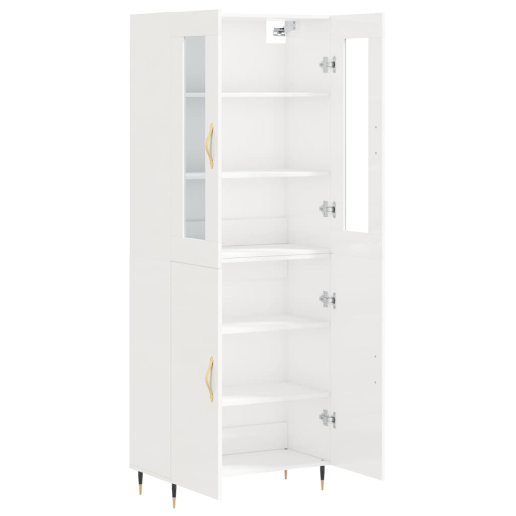 vidaXL Highboard High Gloss White 69.5x34x180 cm Engineered Wood