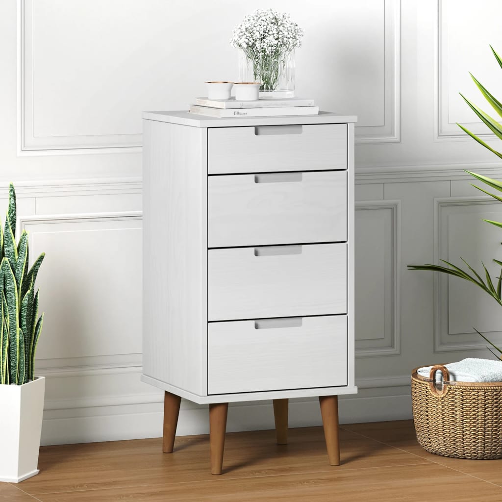 vidaXL Drawer Cabinet MOLDE White 40x35x82 cm Solid Wood Pine