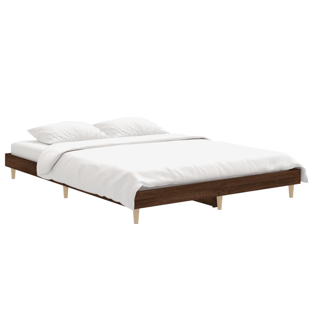 vidaXL Bed Frame without Mattress Brown Oak 135x190 cm Double Engineered Wood