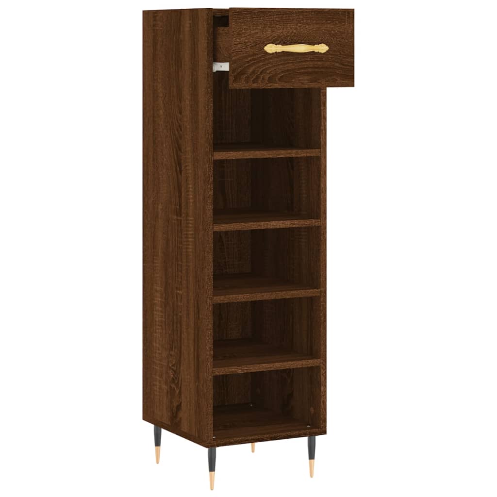 vidaXL Shoe Cabinet Brown Oak 30x35x105 cm Engineered Wood