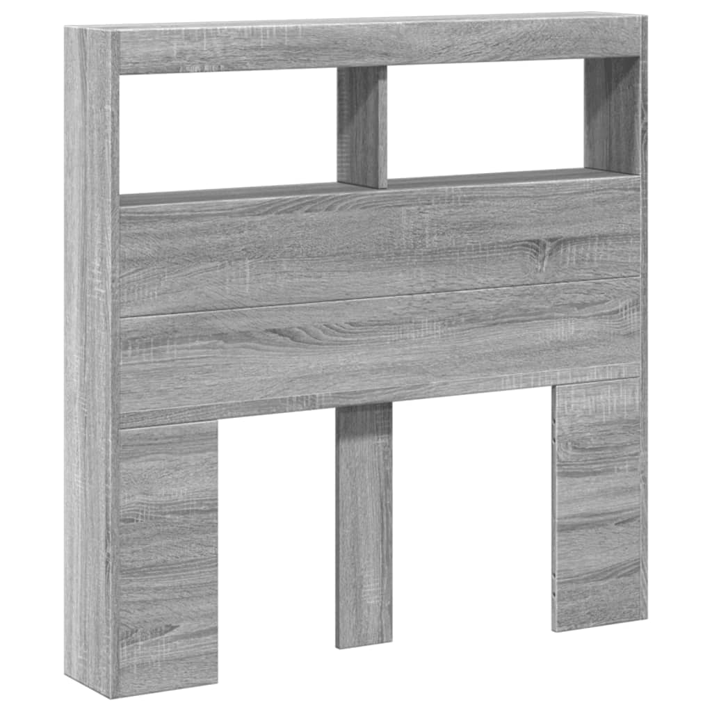 vidaXL Headboard Cabinet with LED Grey Sonoma 100x17x102 cm