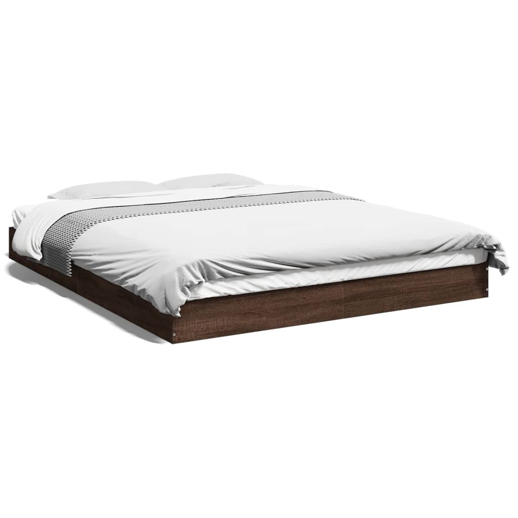 vidaXL Bed Frame without Mattress Brown Oak 150x200 cm King Size Engineered Wood