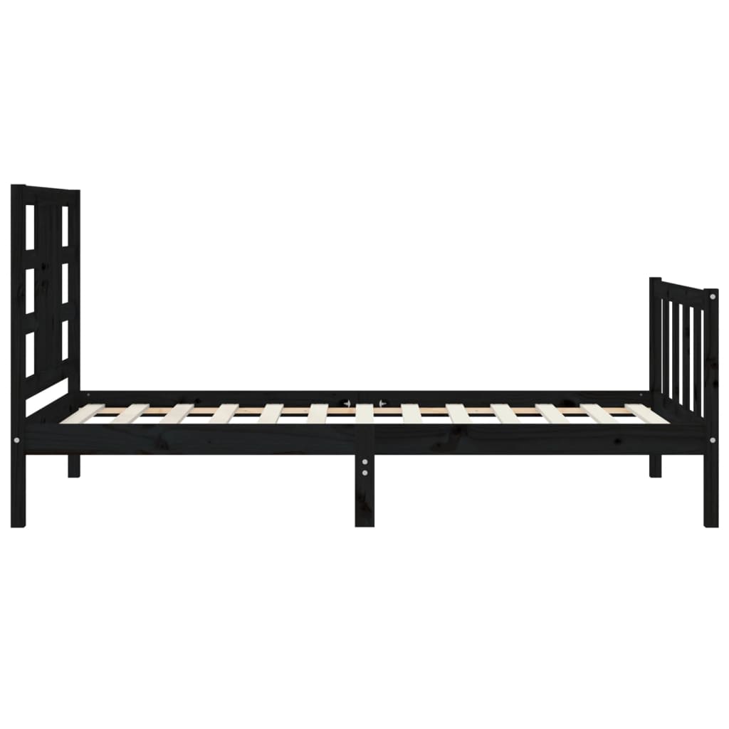 vidaXL Bed Frame without Mattress Black 100x200 cm Solid Wood Pine