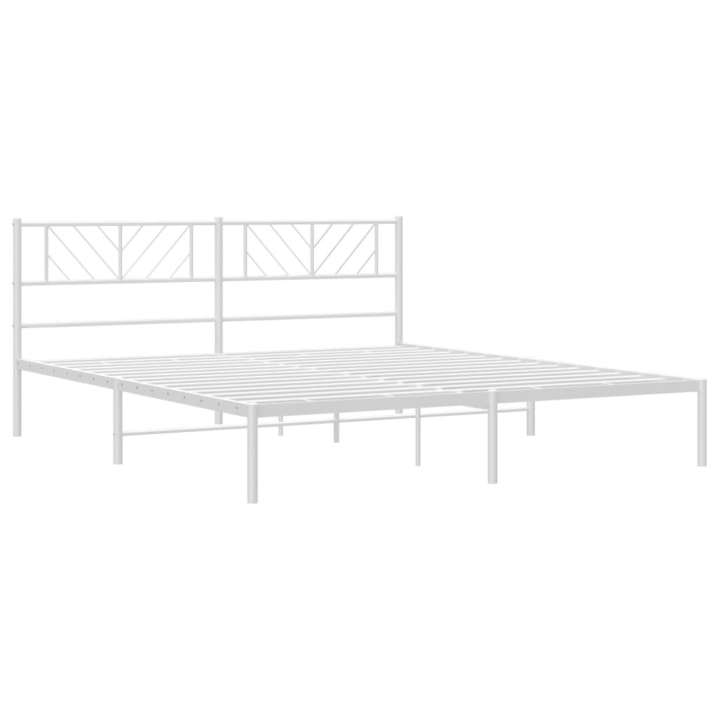 vidaXL Metal Bed Frame without Mattress with Headboard White 183x213 cm