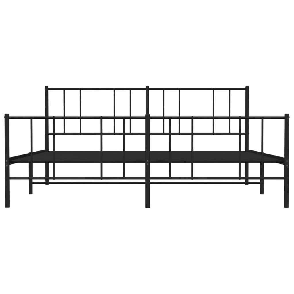 vidaXL Metal Bed Frame without Mattress with Footboard Black 183x213 cm