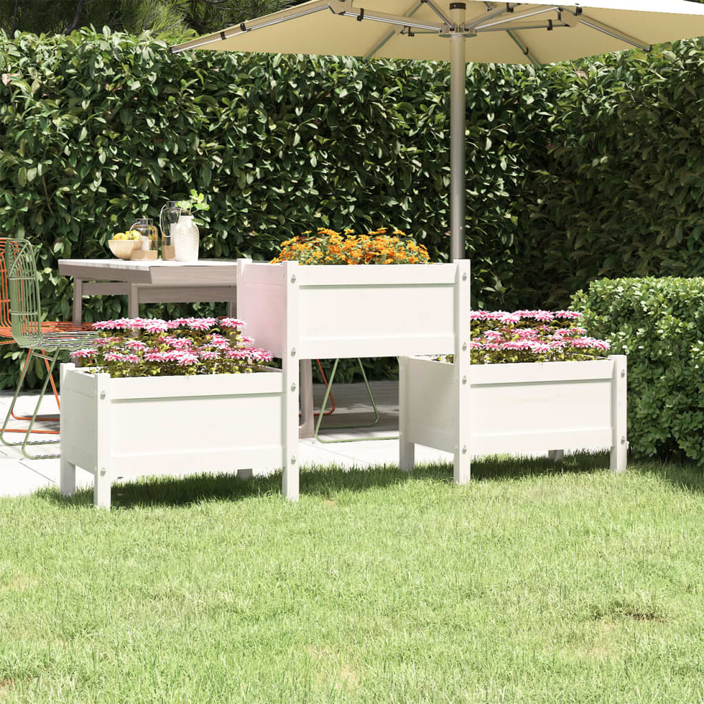 vidaXL Planter White 178.5x44x75 cm Solid Wood Pine