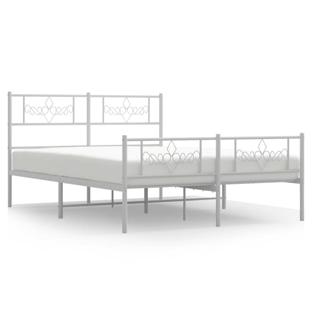 vidaXL Metal Bed Frame without Mattress with Footboard White 120x190 cm Small Double