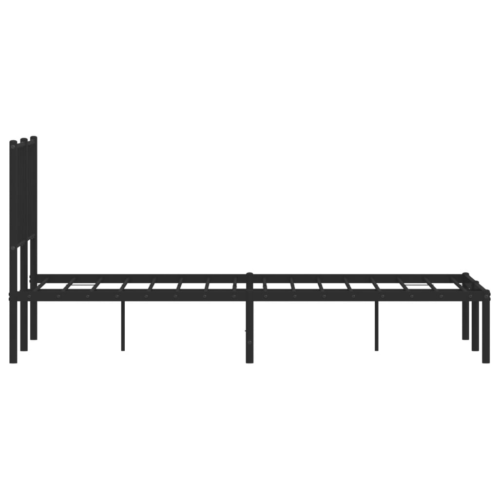 vidaXL Metal Bed Frame without Mattress with Headboard Black 120x190 cm Small Double