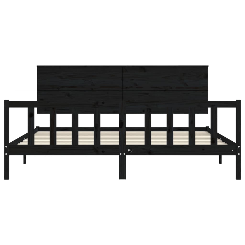 vidaXL Bed Frame without Mattress Black 200x200 cm Solid Wood Pine