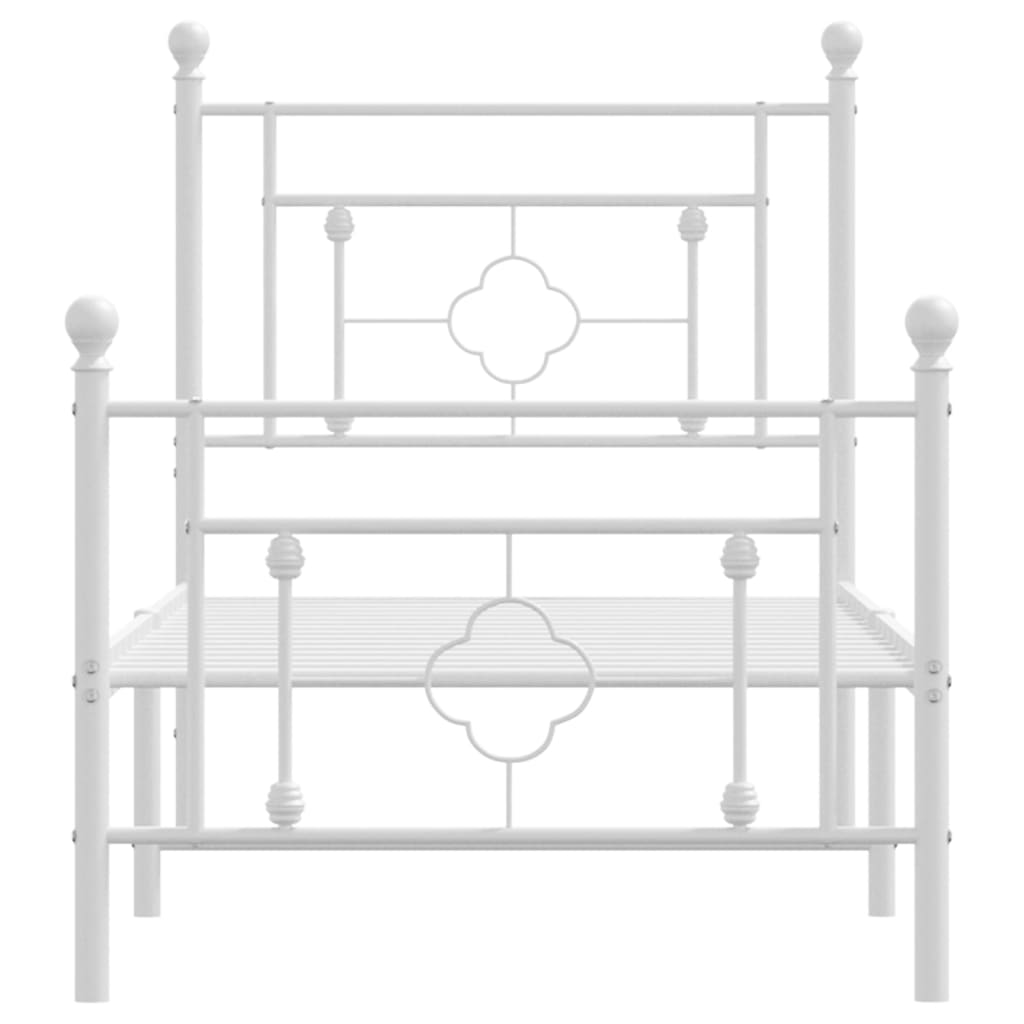 vidaXL Metal Bed Frame without Mattress with Footboard White 80x200 cm