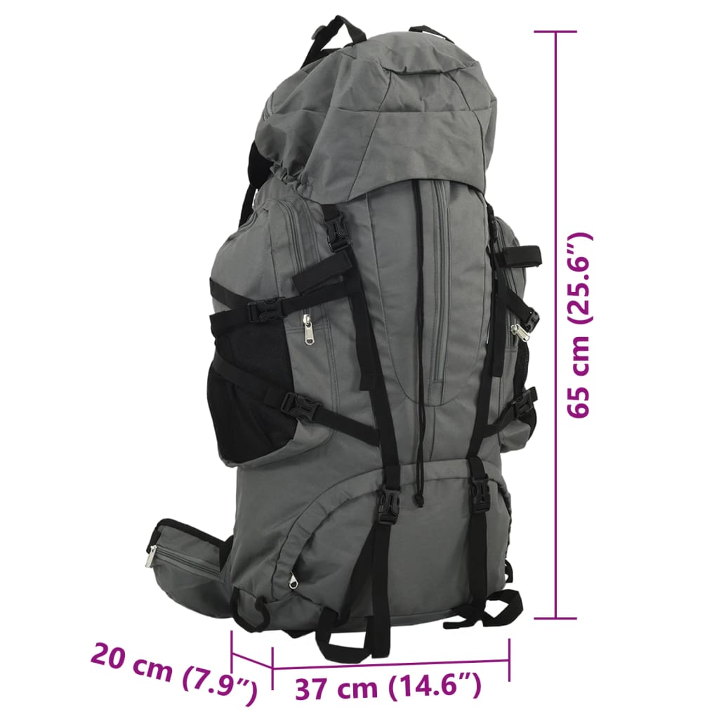 vidaXL Hiking Backpack Grey 60 L Oxford Fabric