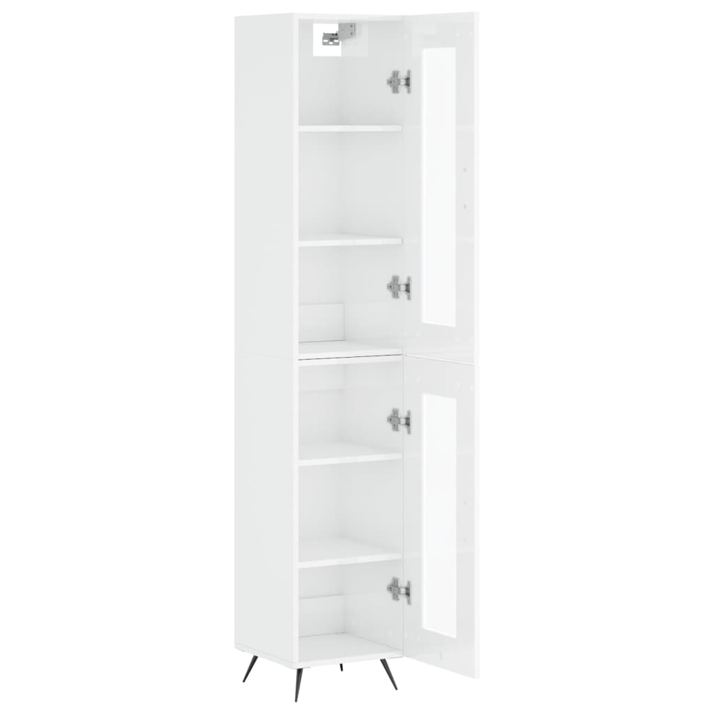 vidaXL Highboard High Gloss White 34.5x34x180 cm Engineered Wood