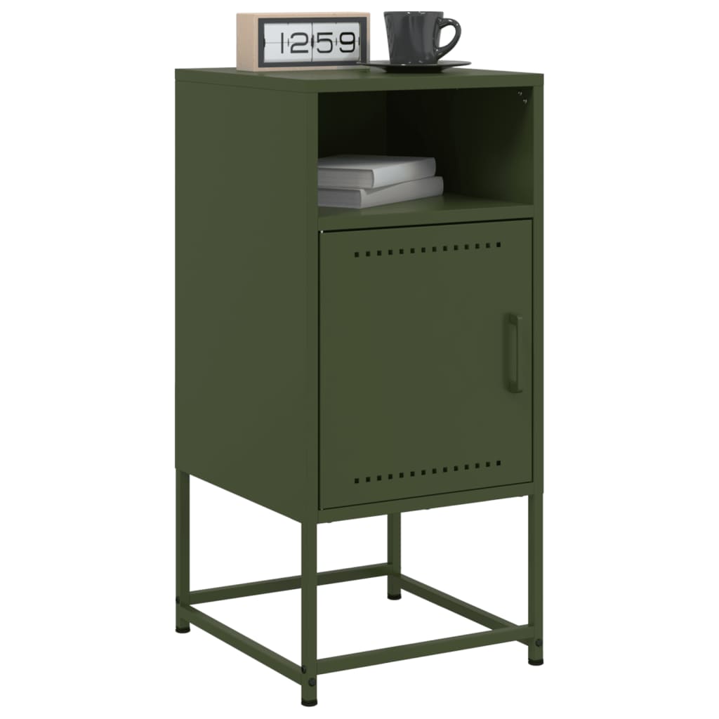 vidaXL Bedside Cabinet Olive Green 36x39x78 cm Steel