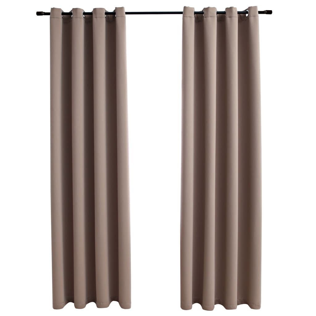 vidaXL Blackout Curtains with Metal Rings 2 pcs Taupe 140x245 cm