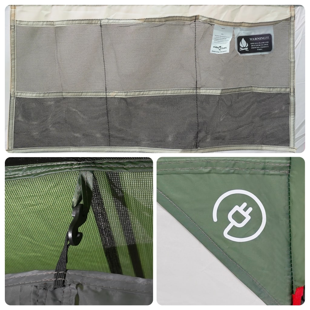 vidaXL Family Tent Tunnel 16-Person Green Waterproof