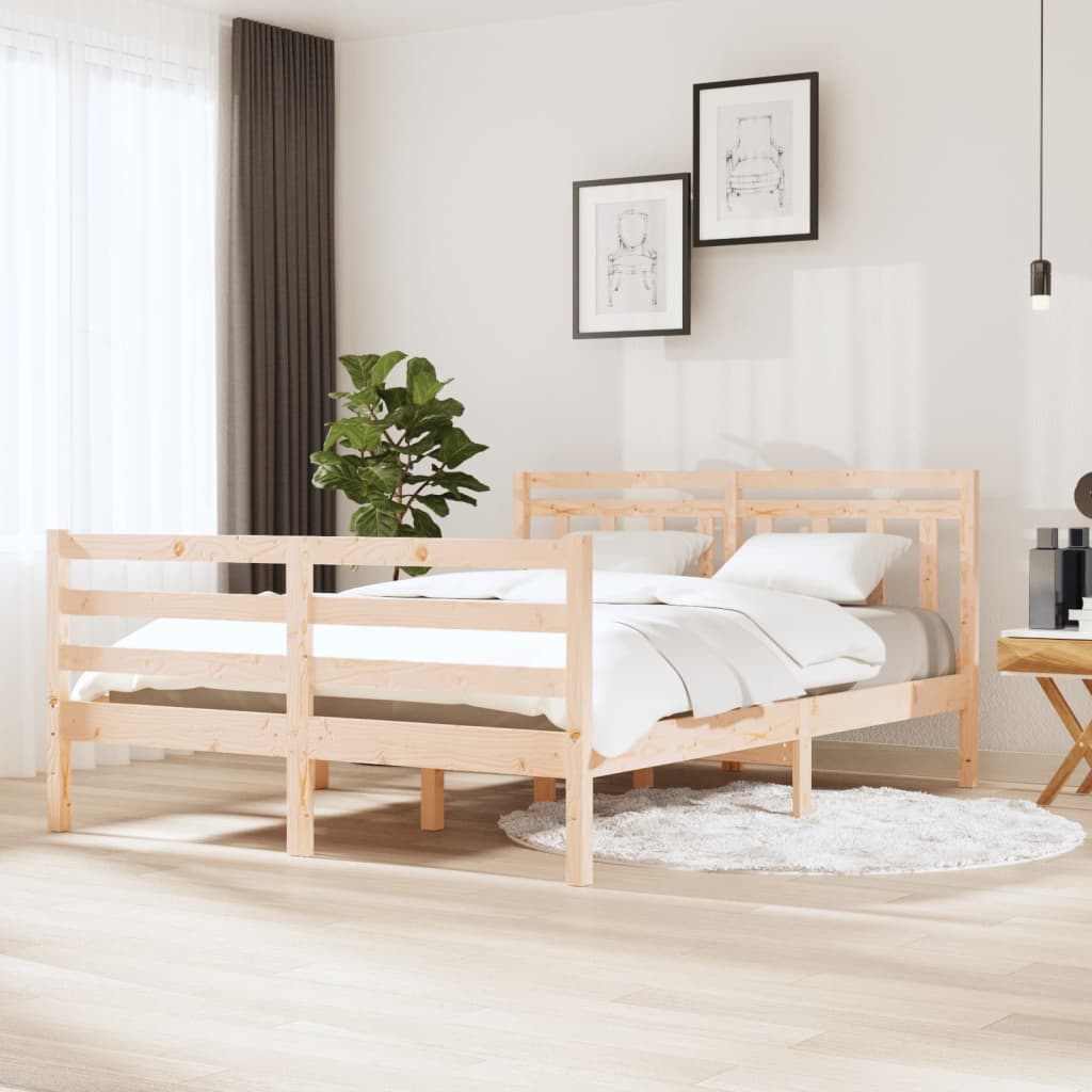 vidaXL Bed Frame without Mattress Solid Wood 140x190 cm (810410+814094)