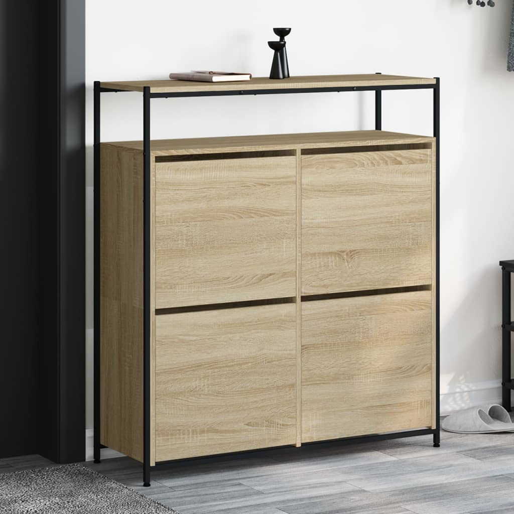 vidaXL Shoe Cabinet with 4 Flip-Drawers Sonoma Oak 100x34x112 cm