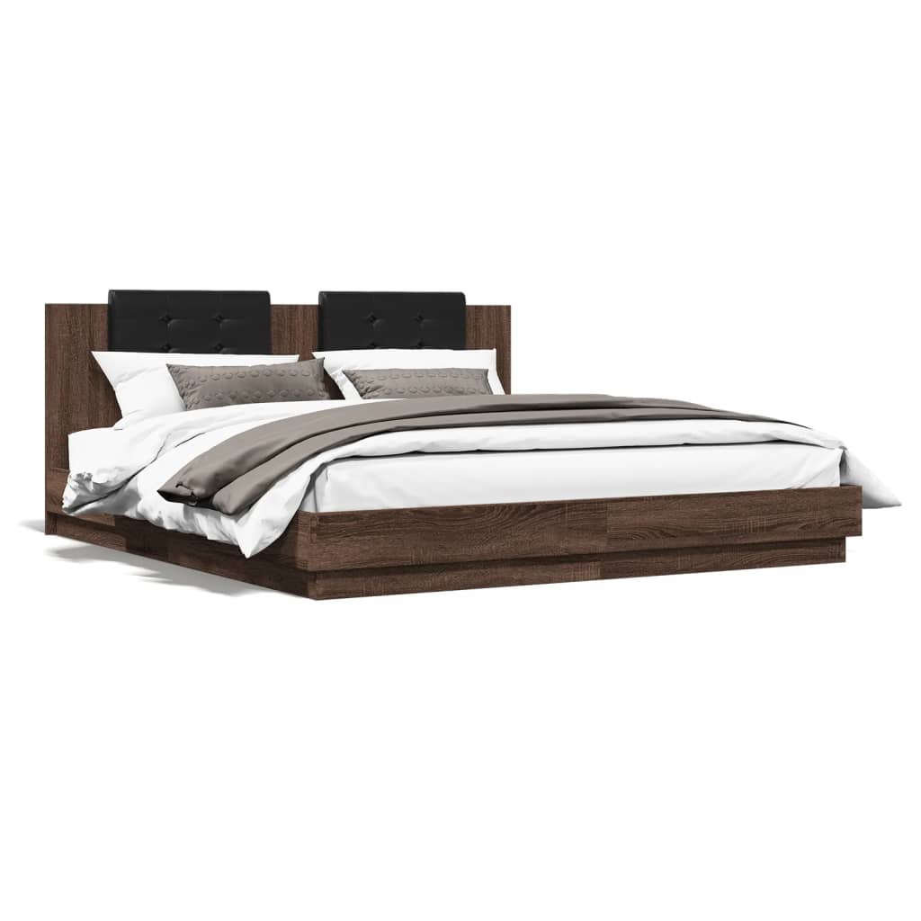 vidaXL Bed Frame without Mattress Brown Oak 180x200 cm Super King