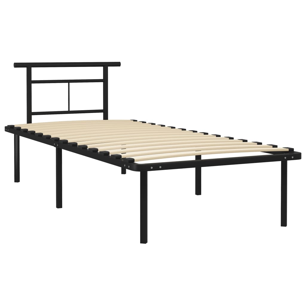 vidaXL Bed Frame without Mattress without Mattress Black Metal 90x200 cm