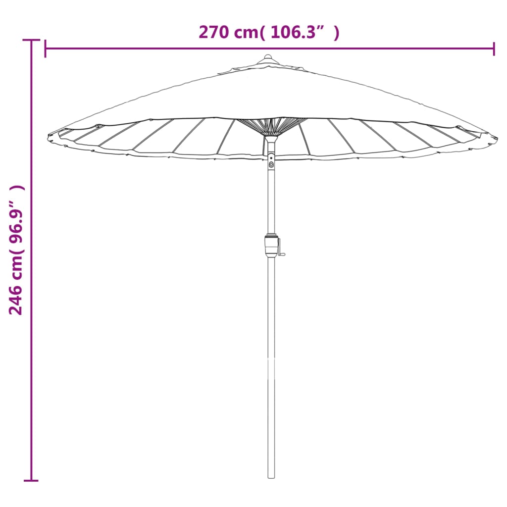 vidaXL Garden Parasol with Aluminium Pole 270 cm Azure Blue